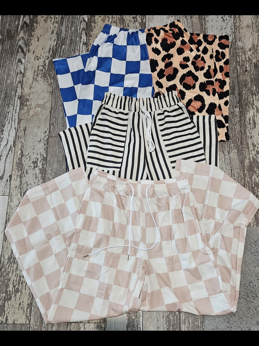 SHEIN Mixed Print Trouser Pants Set - Blue, Pink, Black, Cream